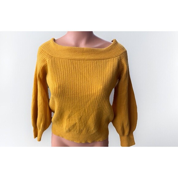 Moth By Anthropologie Mustard Ribbed Sweater Size S - Picture 1 of 8